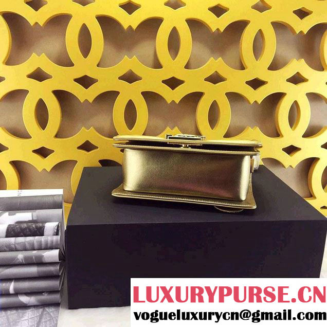 Chanel Small Patent Boy Bag Gold With Golden Hardware Spring 2015