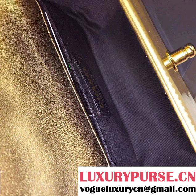 Chanel Small Patent Boy Bag Gold With Golden Hardware Spring 2015