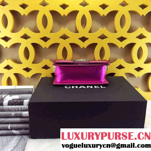 Chanel Small Patent Boy Bag Fushia With Silver Hardware Spring 2015
