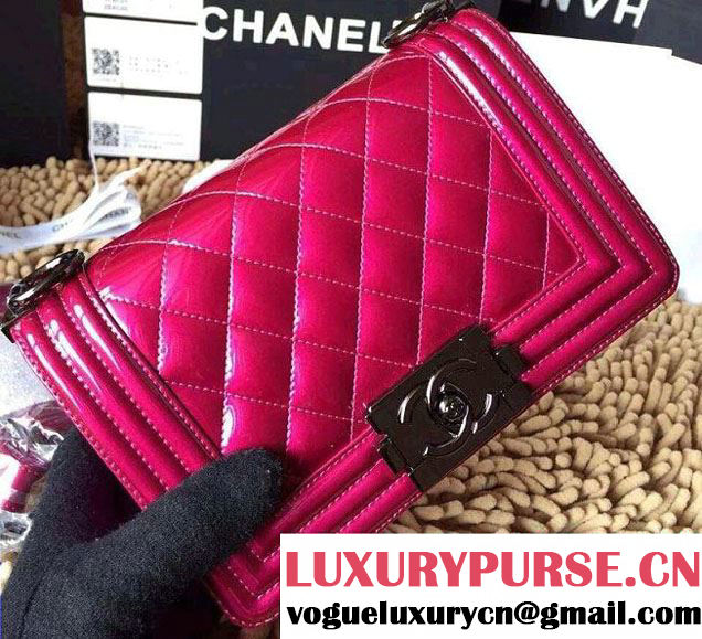 Chanel Small Metallic Patent Boy Bag Fushia Spring Summer 2014