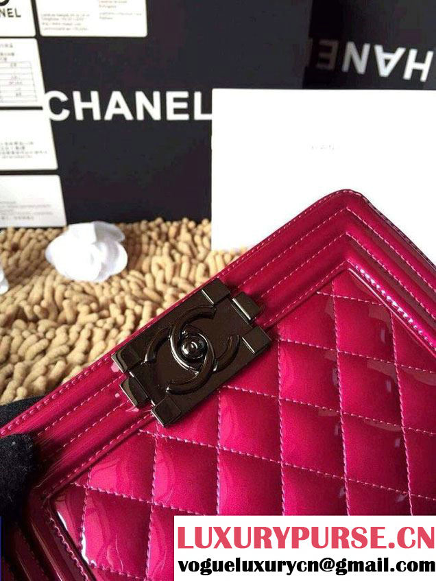 Chanel Small Metallic Patent Boy Bag Fushia Spring Summer 2014