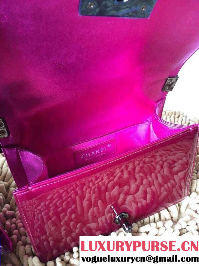 Chanel Small Metallic Patent Boy Bag Fushia Spring Summer 2014