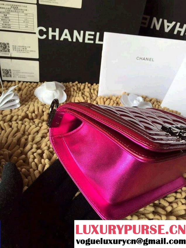 Chanel Small Metallic Patent Boy Bag Fushia Spring Summer 2014
