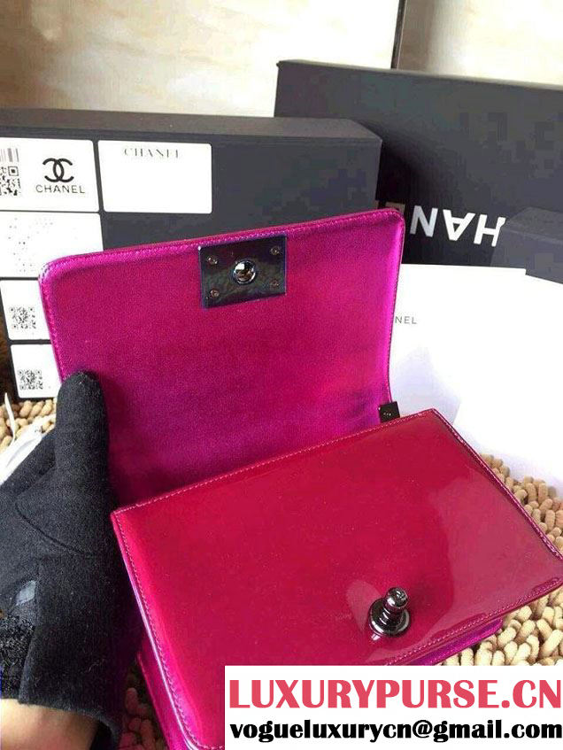 Chanel Small Metallic Patent Boy Bag Fushia Spring Summer 2014
