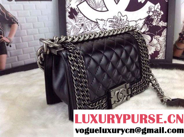 Chanel Small Boy Flap Bag A92871 Embellished With Interlaced Chain 2015
