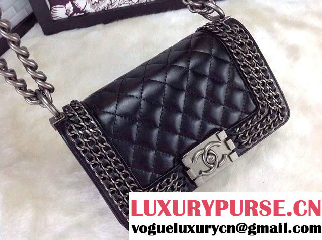 Chanel Small Boy Flap Bag A92871 Embellished With Interlaced Chain 2015