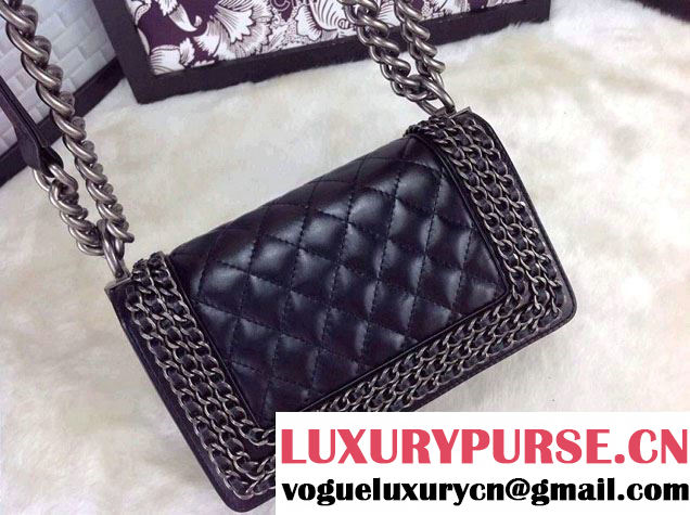 Chanel Small Boy Flap Bag A92871 Embellished With Interlaced Chain 2015