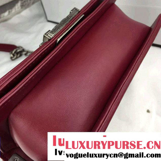 Chanel Calfskin Chevron Quilting Boy Flap Bag A92859 Burgundy 2015