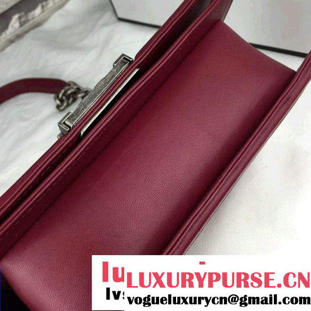 Chanel Calfskin Chevron Quilting Boy Flap Bag A92859 Burgundy 2015