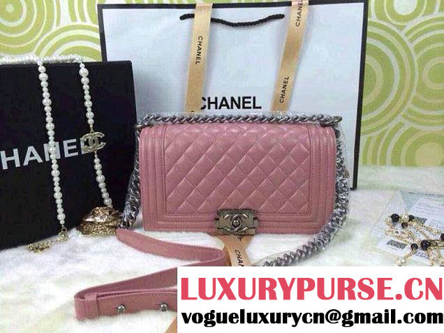 Chanel Medium Boy Flap Shoulder Bag A67086 Pink in Lambskin Leather