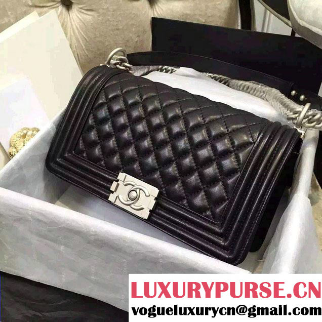 Chanel Iridescent Calfskin Boy Flap Bag A67086 Black 2015