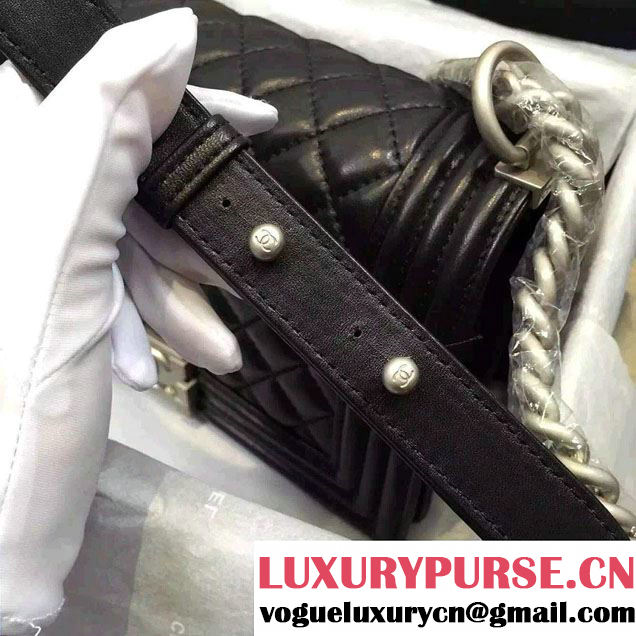 Chanel Iridescent Calfskin Boy Flap Bag A67086 Black 2015