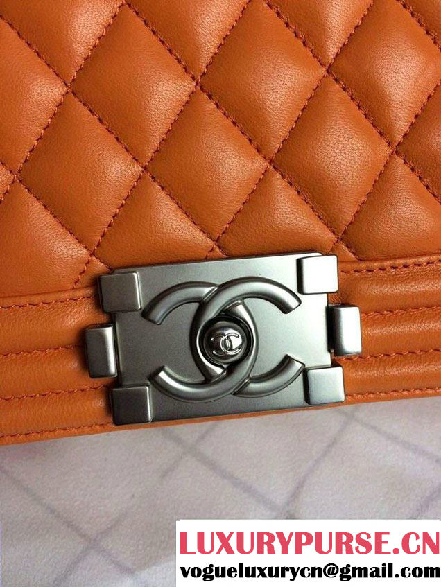 Chanel Iridescent Calfskin Boy Flap Bag A67086 Orange 2015