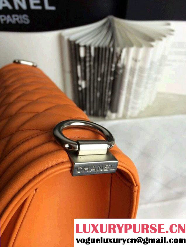 Chanel Iridescent Calfskin Boy Flap Bag A67086 Orange 2015