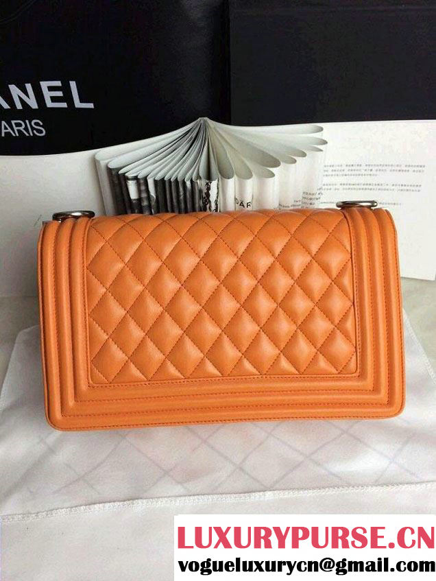 Chanel Iridescent Calfskin Boy Flap Bag A67086 Orange 2015
