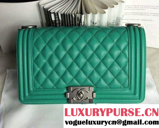 Chanel Iridescent Calfskin Boy Flap Bag A67086 Green 2015