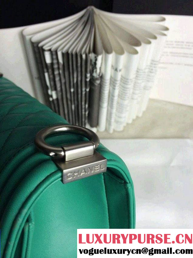 Chanel Iridescent Calfskin Boy Flap Bag A67086 Green 2015
