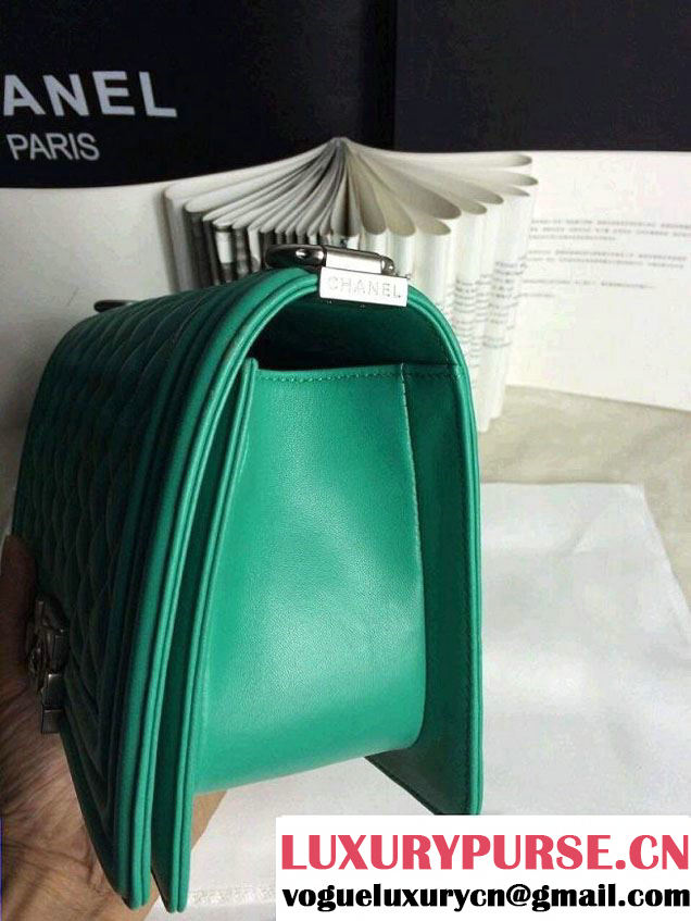 Chanel Iridescent Calfskin Boy Flap Bag A67086 Green 2015