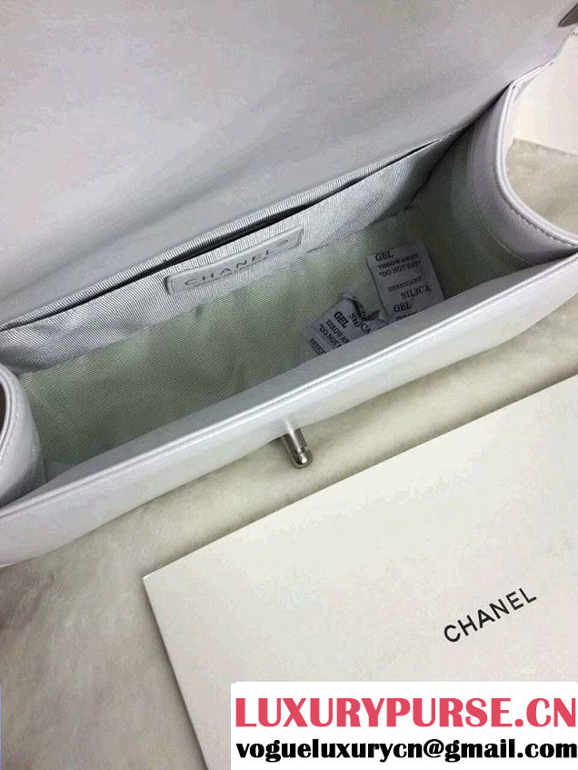 Chanel Iridescent Calfskin Boy Flap Bag A67086 White 2015