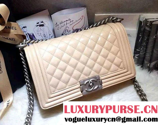 Chanel Iridescent Calfskin Boy Flap Bag A67086 Apricot 2015