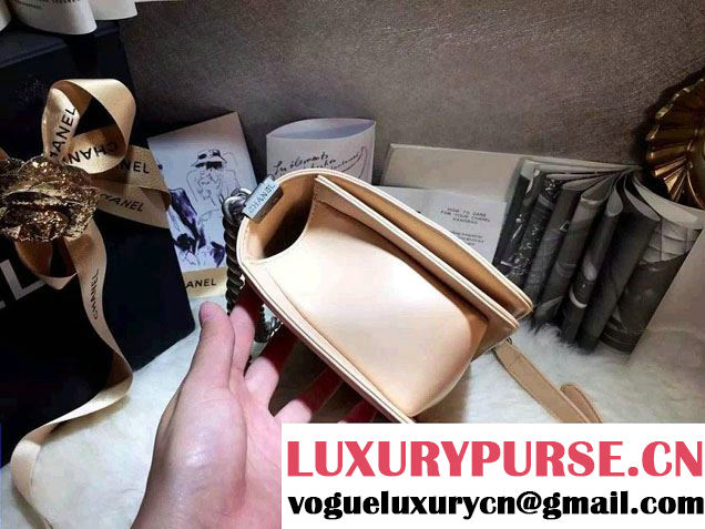 Chanel Iridescent Calfskin Boy Flap Bag A67086 Apricot 2015