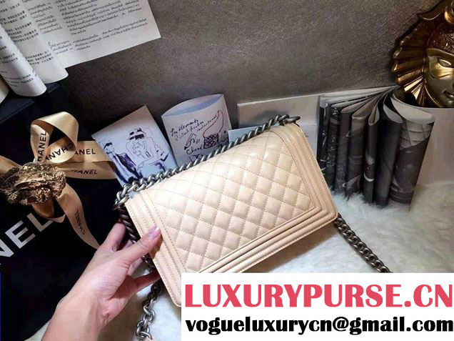 Chanel Iridescent Calfskin Boy Flap Bag A67086 Apricot 2015