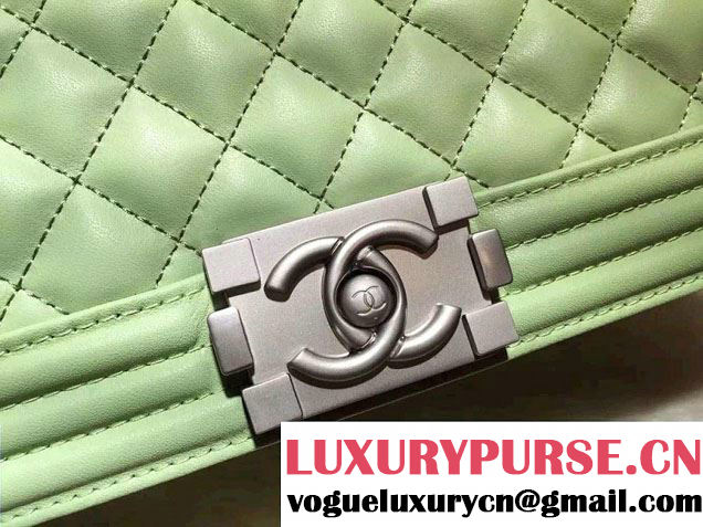 Chanel Iridescent Calfskin Boy Flap Bag A67086 Light Green 2015