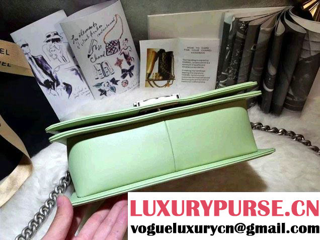 Chanel Iridescent Calfskin Boy Flap Bag A67086 Light Green 2015