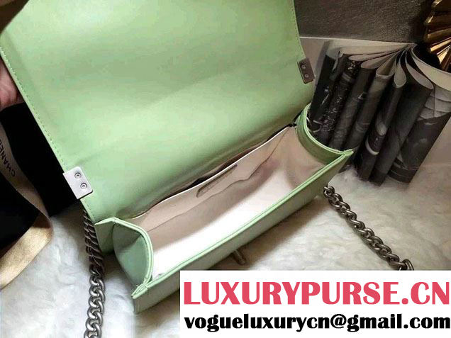 Chanel Iridescent Calfskin Boy Flap Bag A67086 Light Green 2015