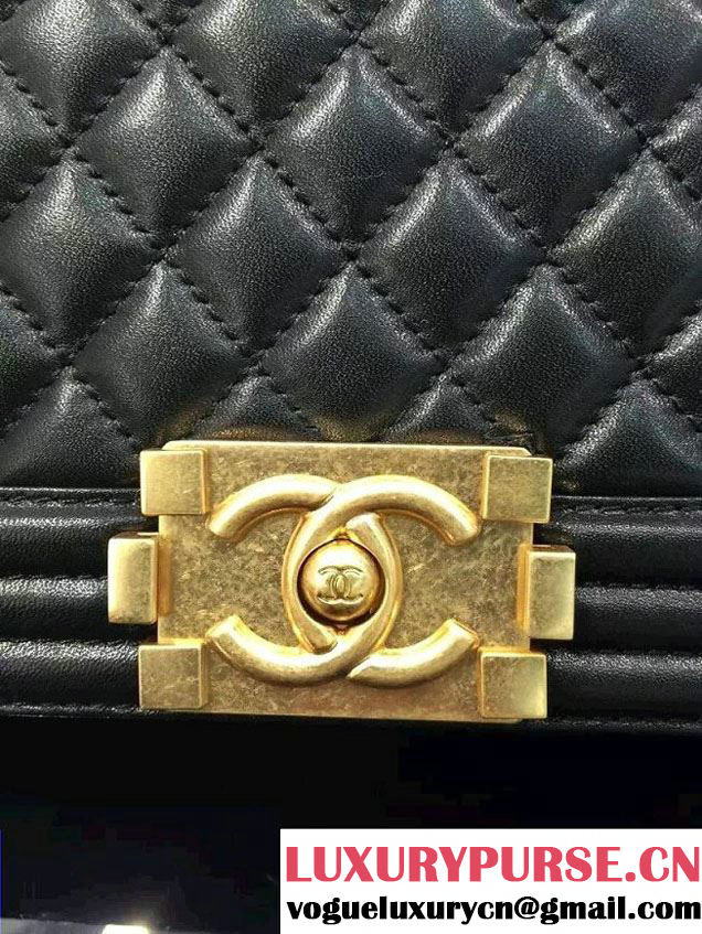 Chanel Quilted Paris Salzburg Boy Flap New Midium Bag Black 2015