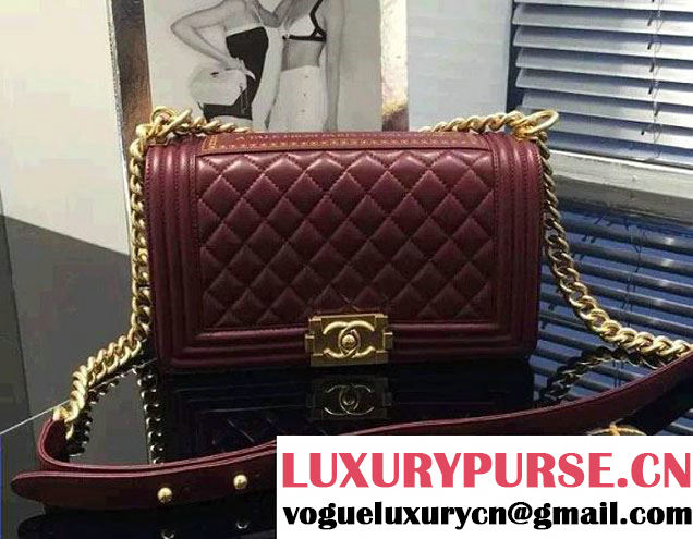 Chanel Quilted Paris Salzburg Boy Flap Bag Burgundy 2015