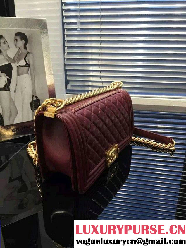 Chanel Quilted Paris Salzburg Boy Flap Bag Burgundy 2015