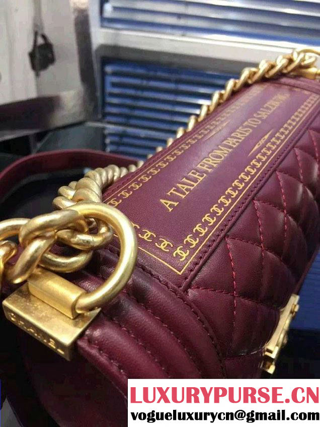 Chanel Quilted Paris Salzburg Boy Flap Bag Burgundy 2015