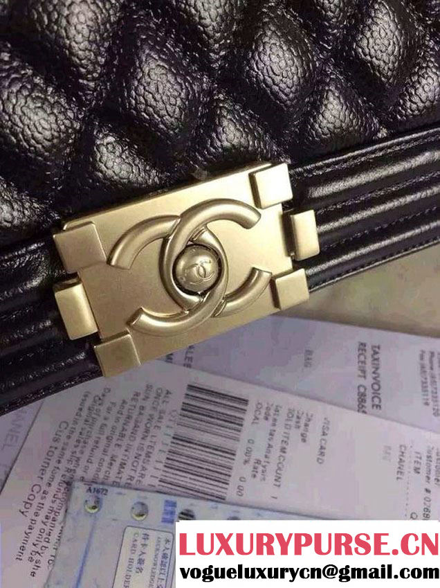 Chanel Iridescent Caviar Boy Flap Shoulder Bag A67086 Black with Gold Hardware 2015