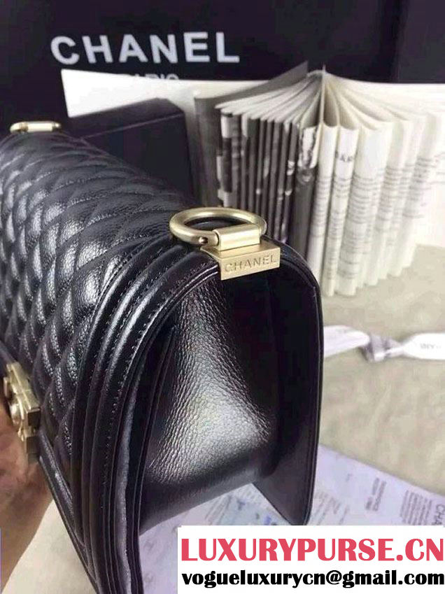 Chanel Iridescent Caviar Boy Flap Shoulder Bag A67086 Black with Gold Hardware 2015