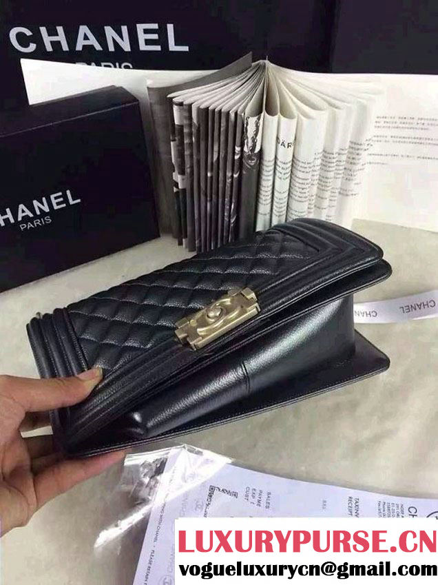 Chanel Iridescent Caviar Boy Flap Shoulder Bag A67086 Black with Gold Hardware 2015