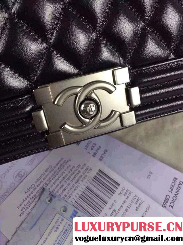 Chanel Iridescent Caviar Boy Flap Shoulder Bag A67086 Black with Silver Hardware 2015