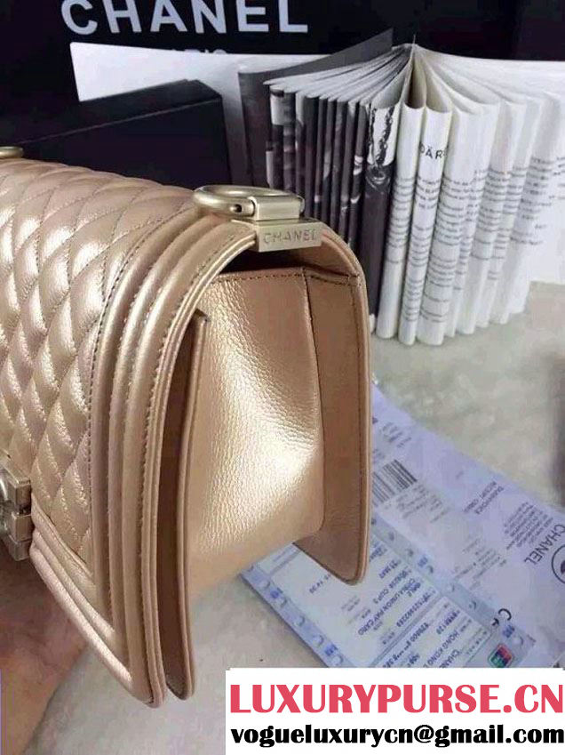 Chanel Iridescent Caviar Boy Flap Shoulder Bag A67086 Gold with Gold Hardware 2015