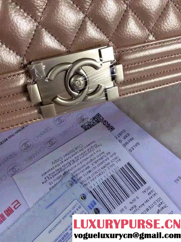 Chanel Iridescent Caviar Boy Flap Shoulder Bag A67086 Gold with Gold Hardware 2015