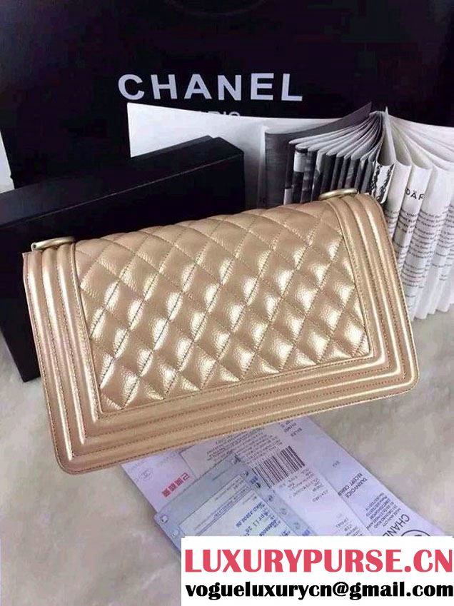 Chanel Iridescent Caviar Boy Flap Shoulder Bag A67086 Gold with Gold Hardware 2015