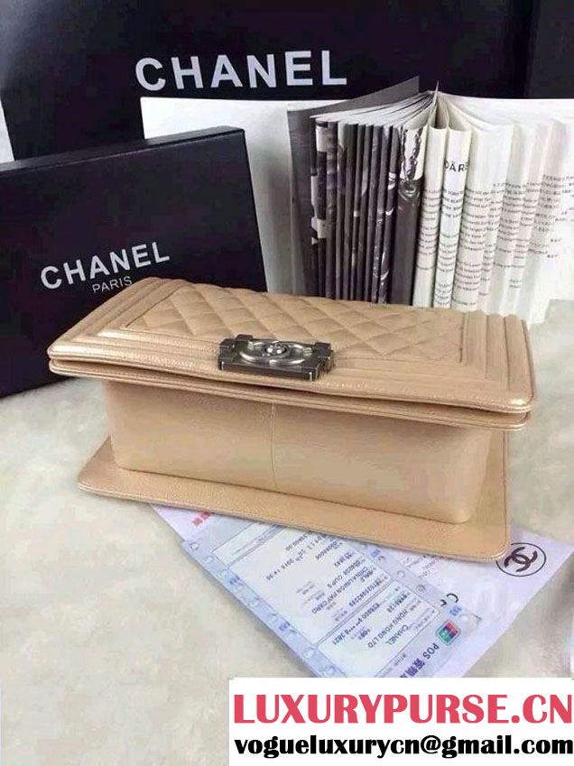 Chanel Iridescent Caviar Boy Flap Shoulder Bag A67086 Gold with Silver Hardware 2015