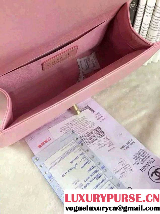 Chanel Iridescent Caviar Boy Flap Shoulder Bag A67086 Pink with Gold Hardware 2015