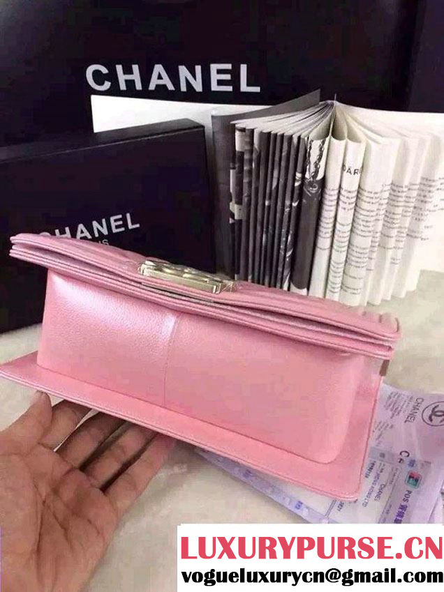 Chanel Iridescent Caviar Boy Flap Shoulder Bag A67086 Pink with Gold Hardware 2015