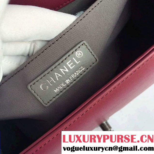 Chanel Croco Pattern V Boy Flap Shoulder Bag Date Red 2015