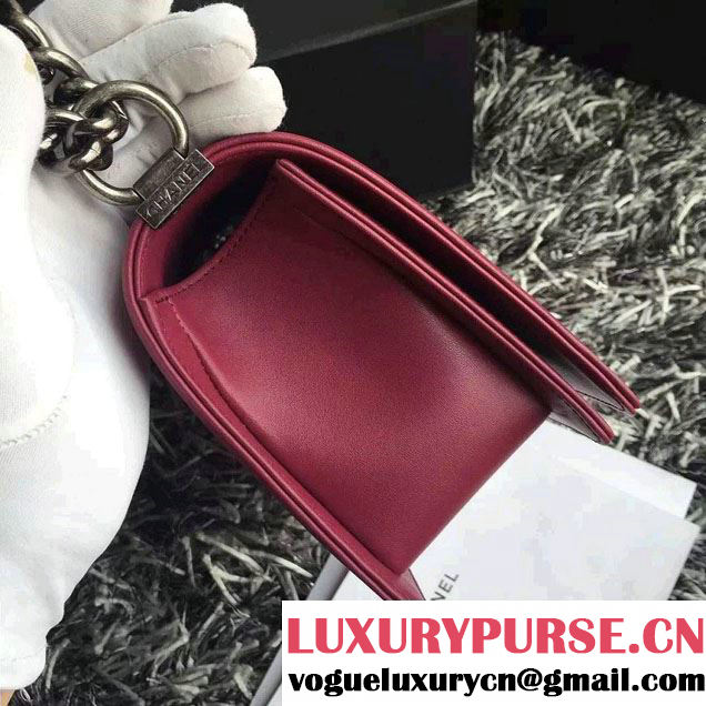 Chanel Croco Pattern V Boy Flap Shoulder Bag Date Red 2015