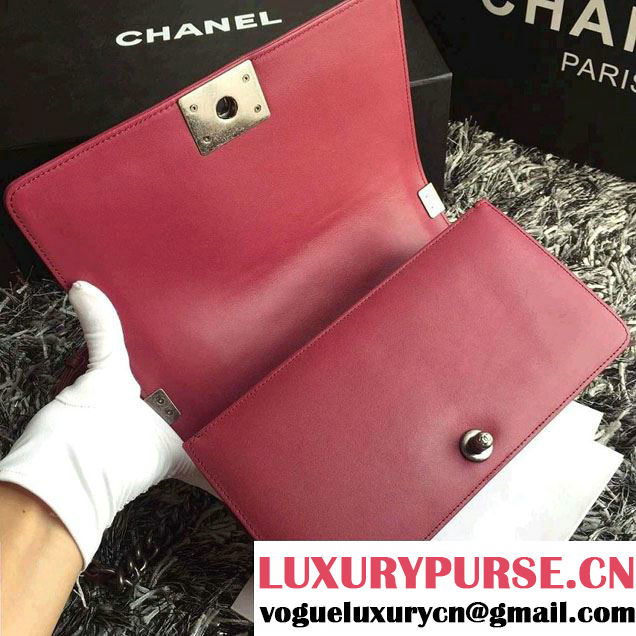 Chanel Croco Pattern V Boy Flap Shoulder Bag Date Red 2015