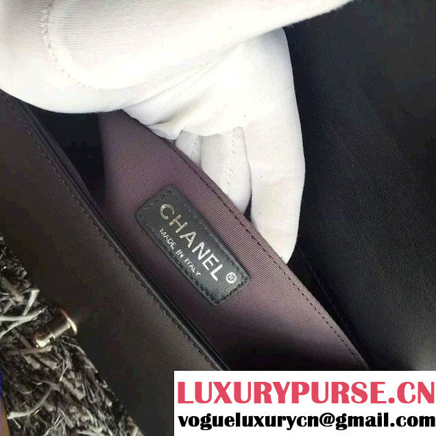 Chanel Croco Pattern V Boy Flap Shoulder Bag Black 2015