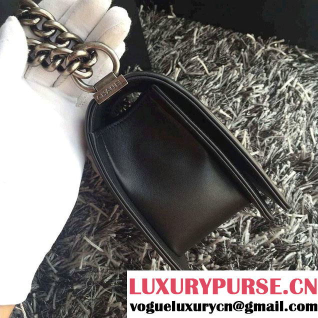 Chanel Croco Pattern V Boy Flap Shoulder Bag Black 2015