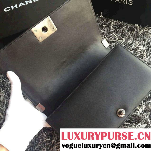 Chanel Croco Pattern V Boy Flap Shoulder Bag Black 2015