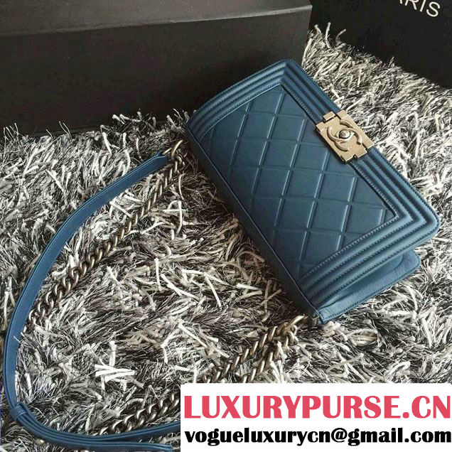 Chanel Embossed Paris-Salzburg Boy Flap Old Medium Bag Dark Green 2015
